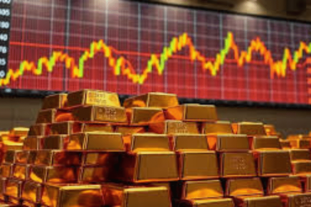 Traders monitor stock charts as the Dow drops about 100 points amid a U.S. government shutdown, with investors turning to alternative data and gold prices nearing $4,000.